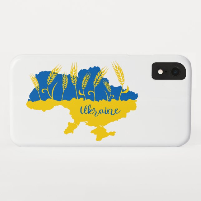 Ukraine typography and wheat ear on Ukrainian flag Case-Mate iPhone Case (Back (Horizontal))