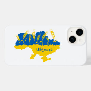 Ukraine typography and wheat ear on Ukrainian flag Case-Mate iPhone 14 Case