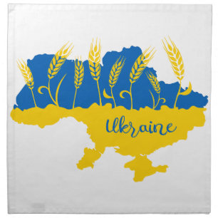 Ukraine typography and wheat ear on Ukrainian flag Cloth Napkin