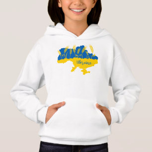Ukraine typography and wheat ear on Ukrainian flag Hoodie