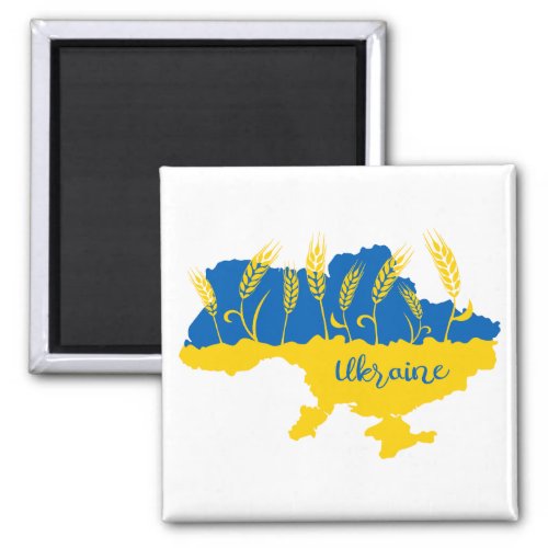 Ukraine typography and wheat ear on Ukrainian flag Magnet