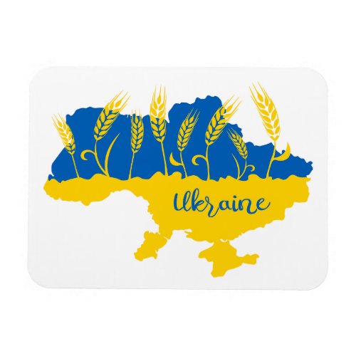 Ukraine typography and wheat ear on Ukrainian flag Magnet