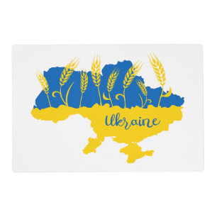 Ukraine typography and wheat ear on Ukrainian flag Placemat