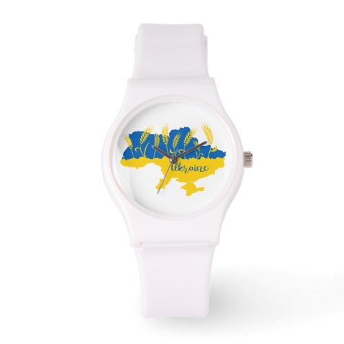 Ukraine typography and wheat ear on Ukrainian flag Watch