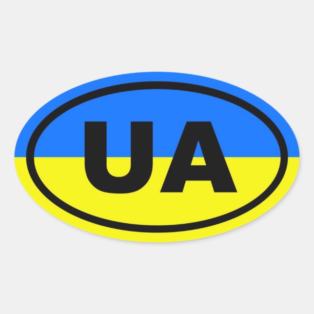 Ukraine UA European Oval Sticker (Front)