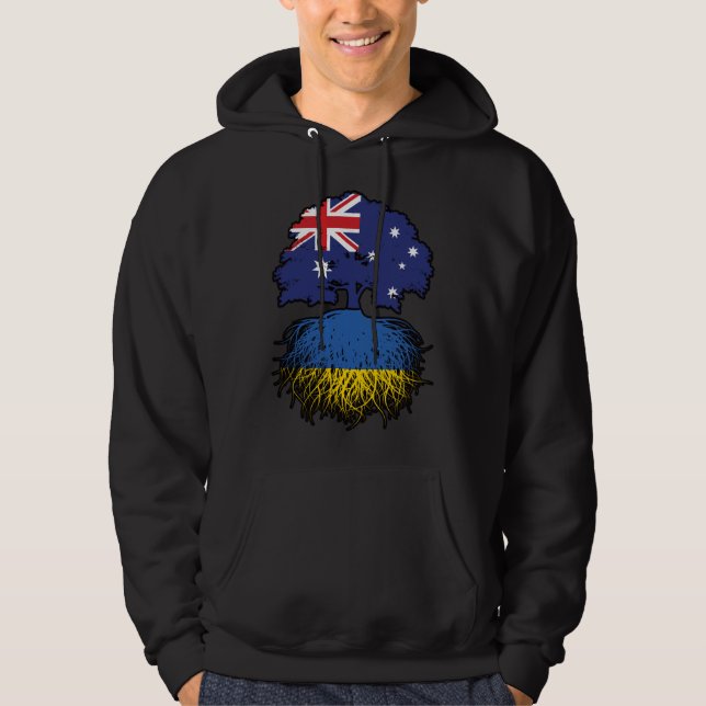 Ukraine Ukrainian Australian Australia Tree Roots Hoodie (Front)