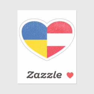 Ukraine Ukrainian Austria Austrian Heart Love Flag Sticker