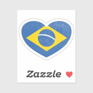 Ukraine Ukrainian Brazil Brazilian Heart Love Flag Sticker