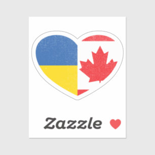 Ukraine Ukrainian Canada Canadian Heart Love Flag Sticker
