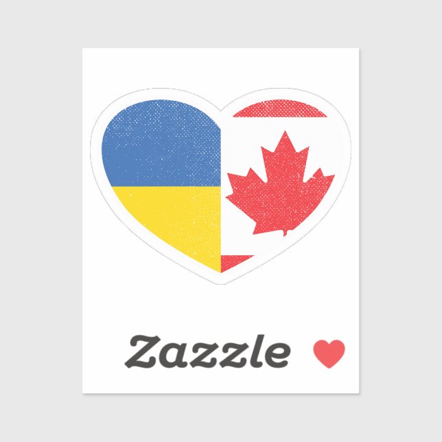 Ukraine Ukrainian Canada Canadian Heart Love Flag Sticker (Sheet)