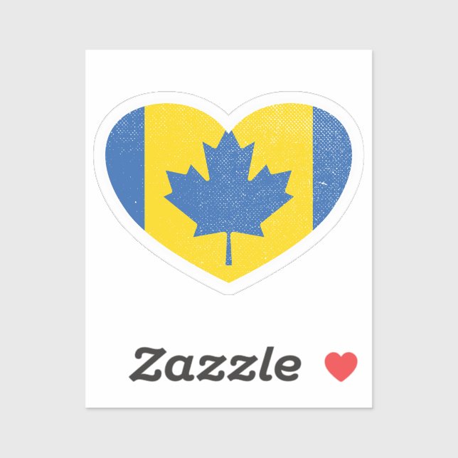 Ukraine Ukrainian Canada Canadian Heart Love Flag Sticker (Sheet)