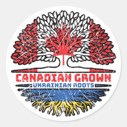 Ukraine Ukrainian Canadian Canada Tree Roots Flag Classic Round Sticker
