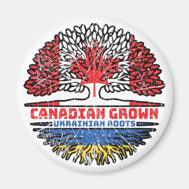 Ukraine Ukrainian Canadian Canada Tree Roots Flag Magnet (Front)