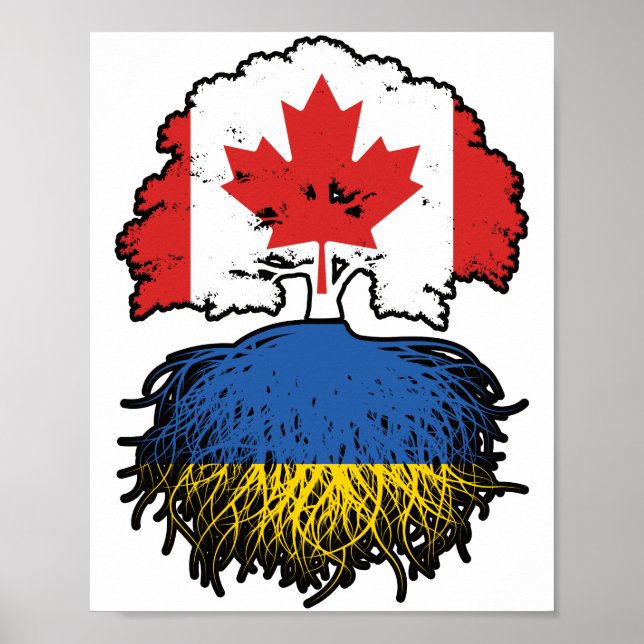 Ukraine Ukrainian Canadian Canada Tree Roots Flag Poster (Front)