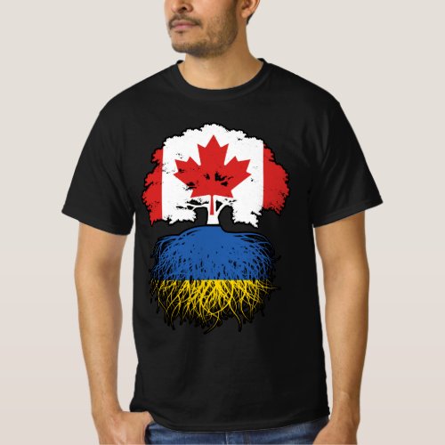 Ukraine Ukrainian Canadian Canada Tree Roots Flag T_Shirt