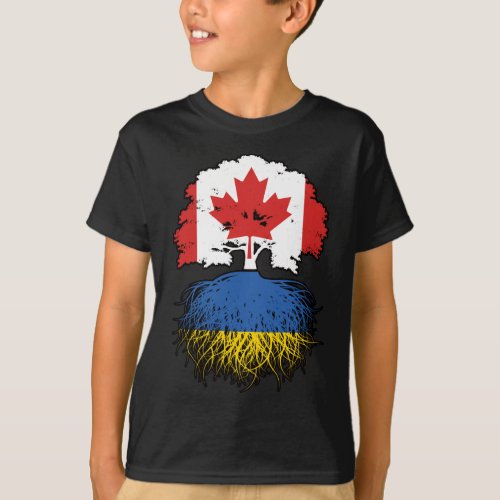 Ukraine Ukrainian Canadian Canada Tree Roots Flag T_Shirt