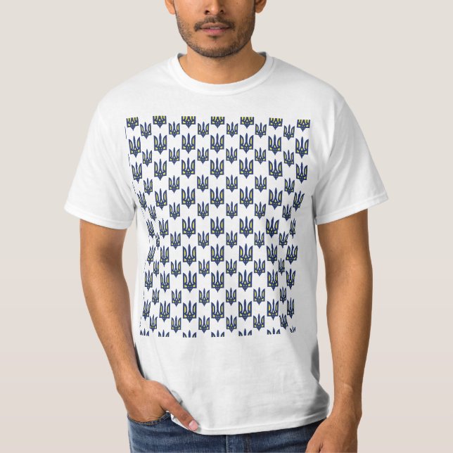 Ukraine Ukrainian Coat Of Arms Trident Tryzub Flag T-Shirt (Front)