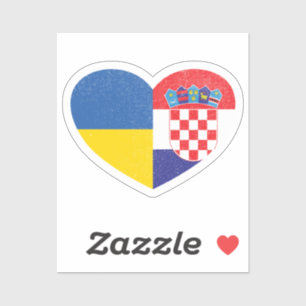 Ukraine Ukrainian Croatia Croatian Heart Love Flag Sticker