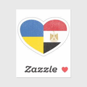 Ukraine Ukrainian Egypt Egyptian Heart Love Flag Sticker