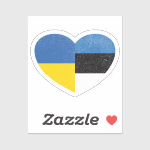 Ukraine Ukrainian Estonia Estonian Heart Love Flag Sticker