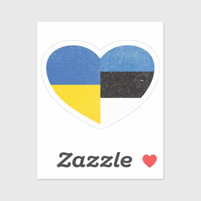 Ukraine Ukrainian Estonia Estonian Heart Love Flag Sticker (Sheet)