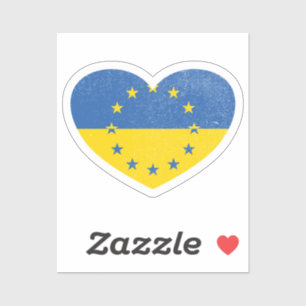 Ukraine Ukrainian Europe European Heart Love Flag Sticker