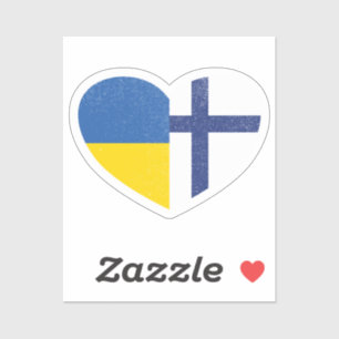 Ukraine Ukrainian Finland Finnish Heart Love Flag Sticker