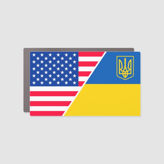 Ukraine Ukrainian flag and US American flag Car Magnet (Front)