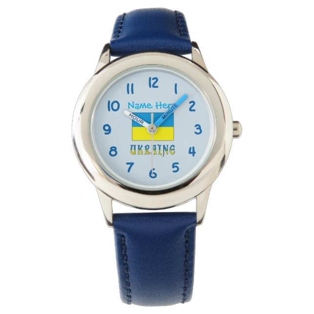 Ukraine Ukrainian Flag Blue Personalization Kids Watch (Front)