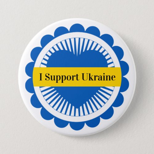 Ukraine Ukrainian Flag Heart Love Typography Button