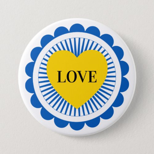 Ukraine Ukrainian Flag Heart Typography Love Button