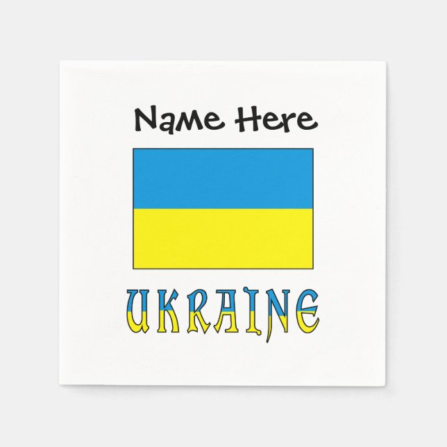 Ukraine Ukrainian Flag Personalized  Napkins (Front)