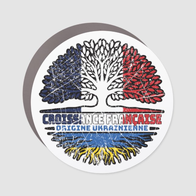 Ukraine Ukrainian French France Tree Roots Flag Car Magnet (Front)