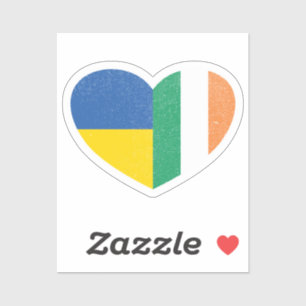 Ukraine Ukrainian Ireland Irish Heart Love Flag Sticker