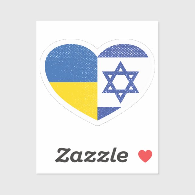 Ukraine Ukrainian Israel Israeli Heart Love Flag Sticker (Sheet)