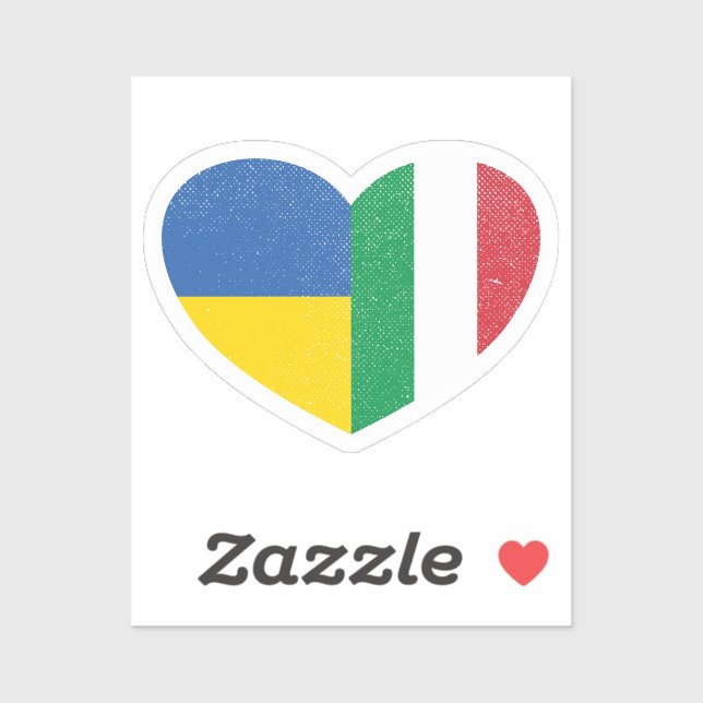 Ukraine Ukrainian Italy Italian Heart Love Flag Sticker (Sheet)