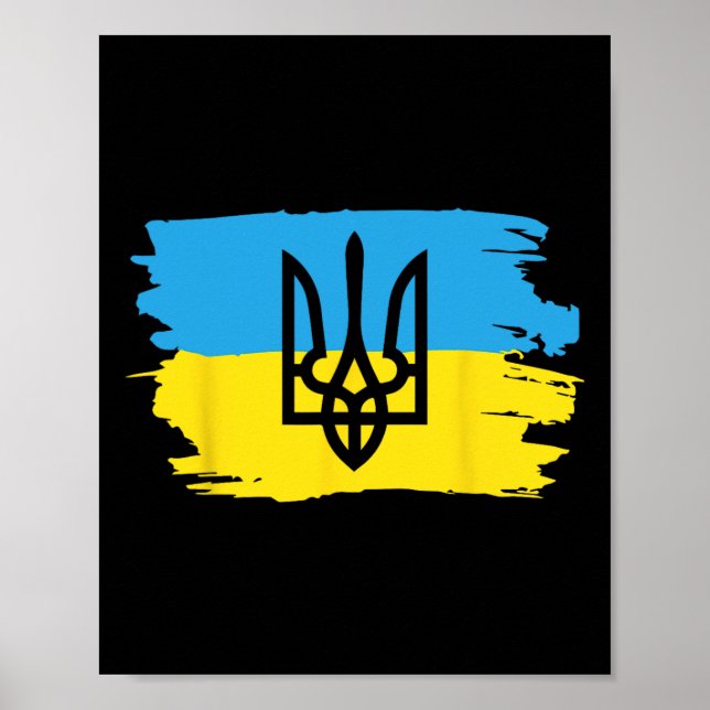 Ukraine Ukrainian Kiew Trysub Flag 17  Poster (Front)