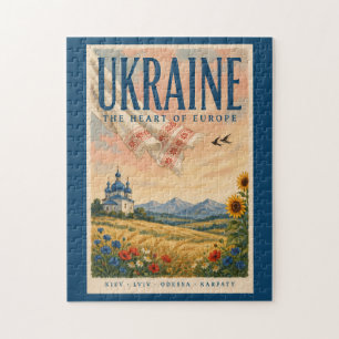 Ukraine Ukrainian Landscape Illustration Travel Jigsaw Puzzle