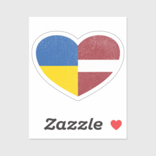 Ukraine Ukrainian Latvia Latvian Heart Love Flag Sticker
