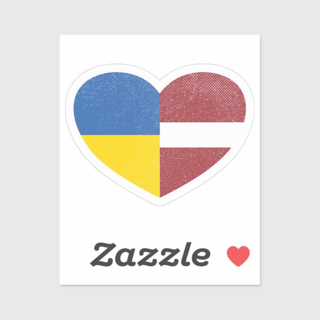Ukraine Ukrainian Latvia Latvian Heart Love Flag Sticker (Sheet)