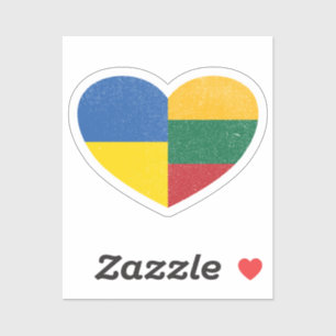 Ukraine Ukrainian Lithuania Lithuanian Heart Love Sticker