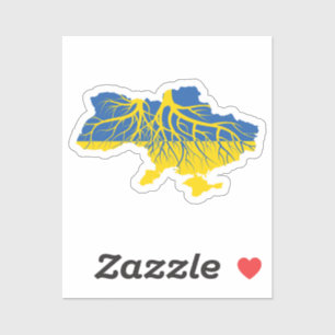 Ukraine Ukrainian Map Roots Sticker