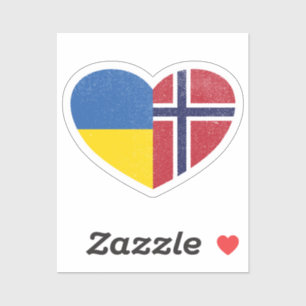 Ukraine Ukrainian Norway Norwegian Heart Love Flag Sticker