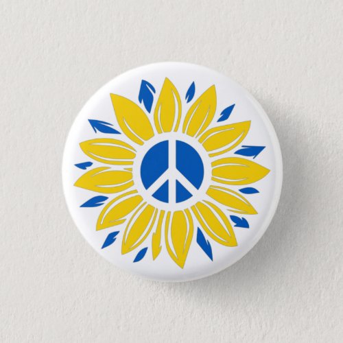 Ukraine Ukrainian Peace Sign Flower Flag NO WAR Button