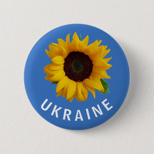 Ukraine Ukrainian Sunflower Yellow Blue Button