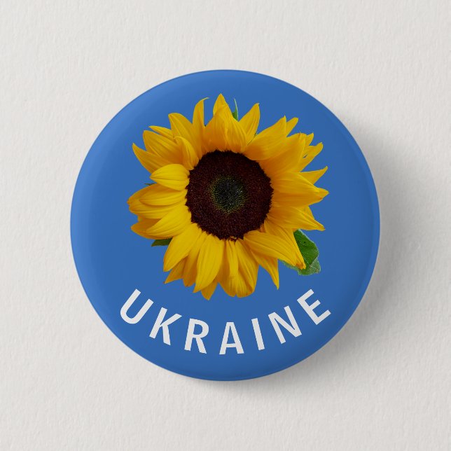 Ukraine Ukrainian Sunflower Yellow Blue Button (Front)