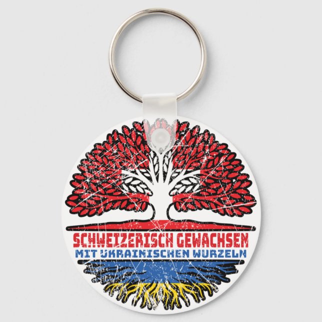 Ukraine Ukrainian Swiss Baum Root Keychain (Front)