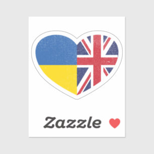 Ukraine Ukrainian UK United Kingdom British Heart Sticker