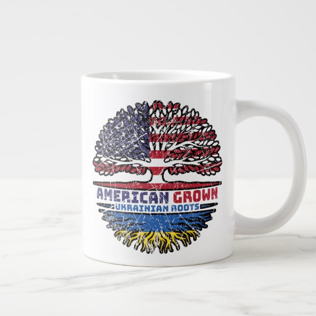 Ukraine Ukrainian US American USA United States Giant Coffee Mug (Right)