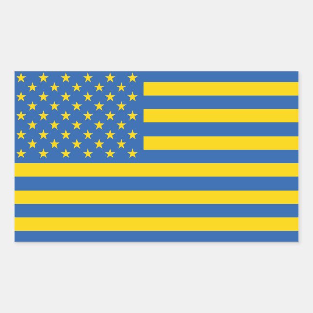 Ukraine Ukrainian USA American United States US Rectangular Sticker (Front)